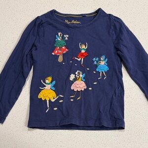 Mini Boden Navy Shirt with Colorful Fairy Print